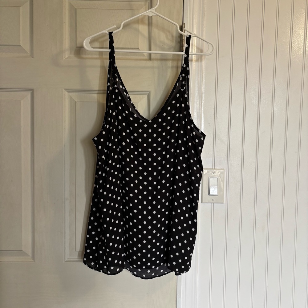 Torrid Georgette V Neck Racerback Black Camisole Cami Polka Dots Chiffon - Picture 4 of 9